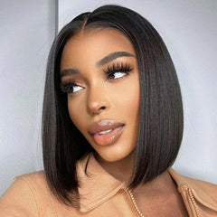 SHOWLU FASHION STORE 13X4 Lace Frontal Wig Pre Plucked 100% Human Hair Wigs For Women Straight Short Bob Wigs Brazilian Remy Human Hair Wigs 180%