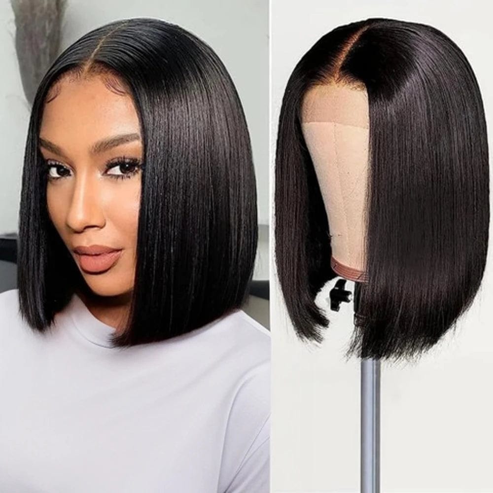 SHOWLU FASHION STORE 13x4 lace wig / CHINA / 16inches | 150% Human Hair 150% Bob Wig Straight Short Bob Wigs 8-16Inch Brazilian Virgin Human Hair 13x4 Lace Frontal Wig 4x4 Lace Closure Wigs