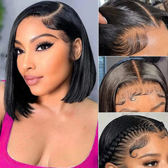 SHOWLU FASHION STORE 13x4 Short Bob Lace Wig Brazilian Straight 4x4 Lace Closure Bob Wigs Human Hair Remy Lace Front Wigs Pre Plucked for Black Women