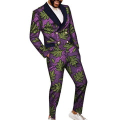 SHOWLU FASHION STORE 14 / S Fashion African Suits for Men Embroidery Print Blazer and Pants Set Business Dress Suit with Kerchief Party Wedding Evening