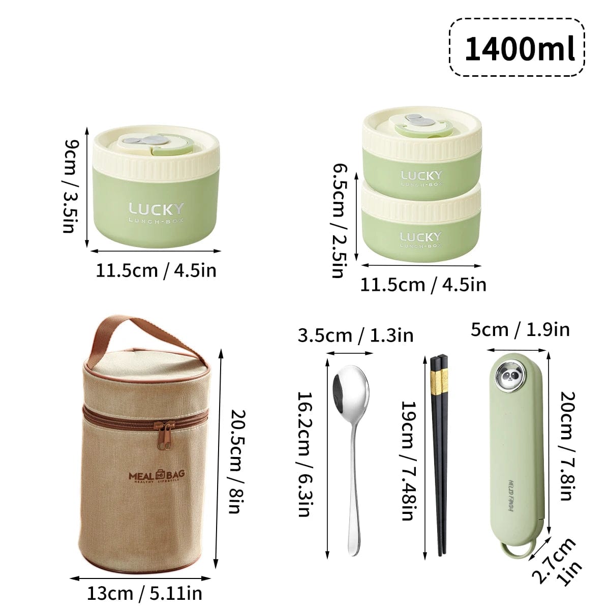  Showlu Fashion Store 1400ML Green WORTHBUY Portable Sealed Thermal Lunch Box For Kids Stackable Microwave 304 Stainless Steel Bento Box Insulated Food Container