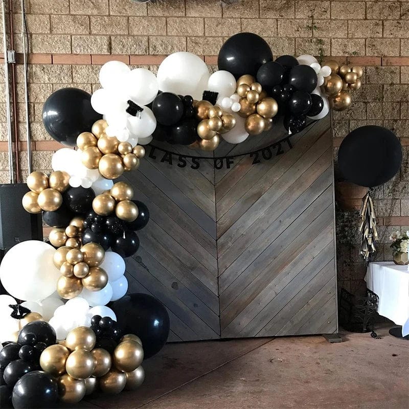 Showlu Fashion Store 140pcs / balloon set 188pcs Black Gold Wedding Birthday Party Supplies Background Baby Shower White White Anniversary Holiday Dinner Balloon Garland