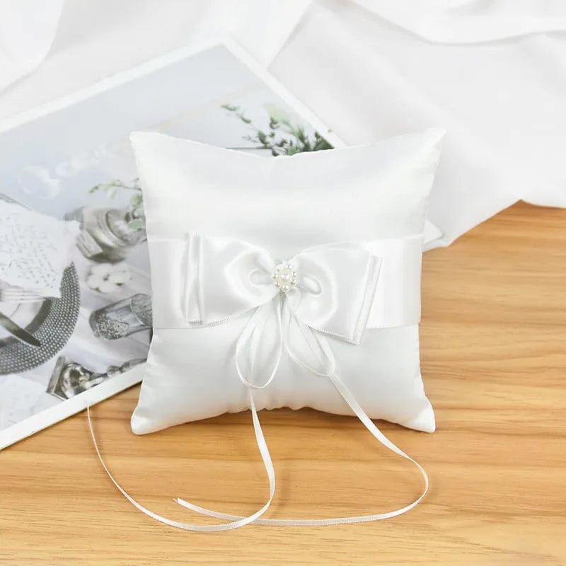 Showlu Fashion Store 14cm pillow ring 20 cm White Flower Girls Basket Silk Wedding Basket for Flower Bride/Kids Hand Held Wedding Ceremony Party Decorations