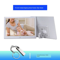  Showlu Fashion Store 15 inch-star Silver-send 16G U disk (can store about 5000 photos) Digital Photo Frame For Home Electronic Photo Album Metal Texture Narrow Edge Smart Photo Frame Picture Movie Table Decoration HD Player 8-Inch 10-Inch 12-Inch 15-Inch Wall Hanging Vertical Advisement Player Display