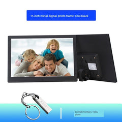  Showlu Fashion Store 15 inches-cool black-send 16G U disk (can store about 5000 photos) Digital Photo Frame For Home Electronic Photo Album Metal Texture Narrow Edge Smart Photo Frame Picture Movie Table Decoration HD Player 8-Inch 10-Inch 12-Inch 15-Inch Wall Hanging Vertical Advisement Player Display