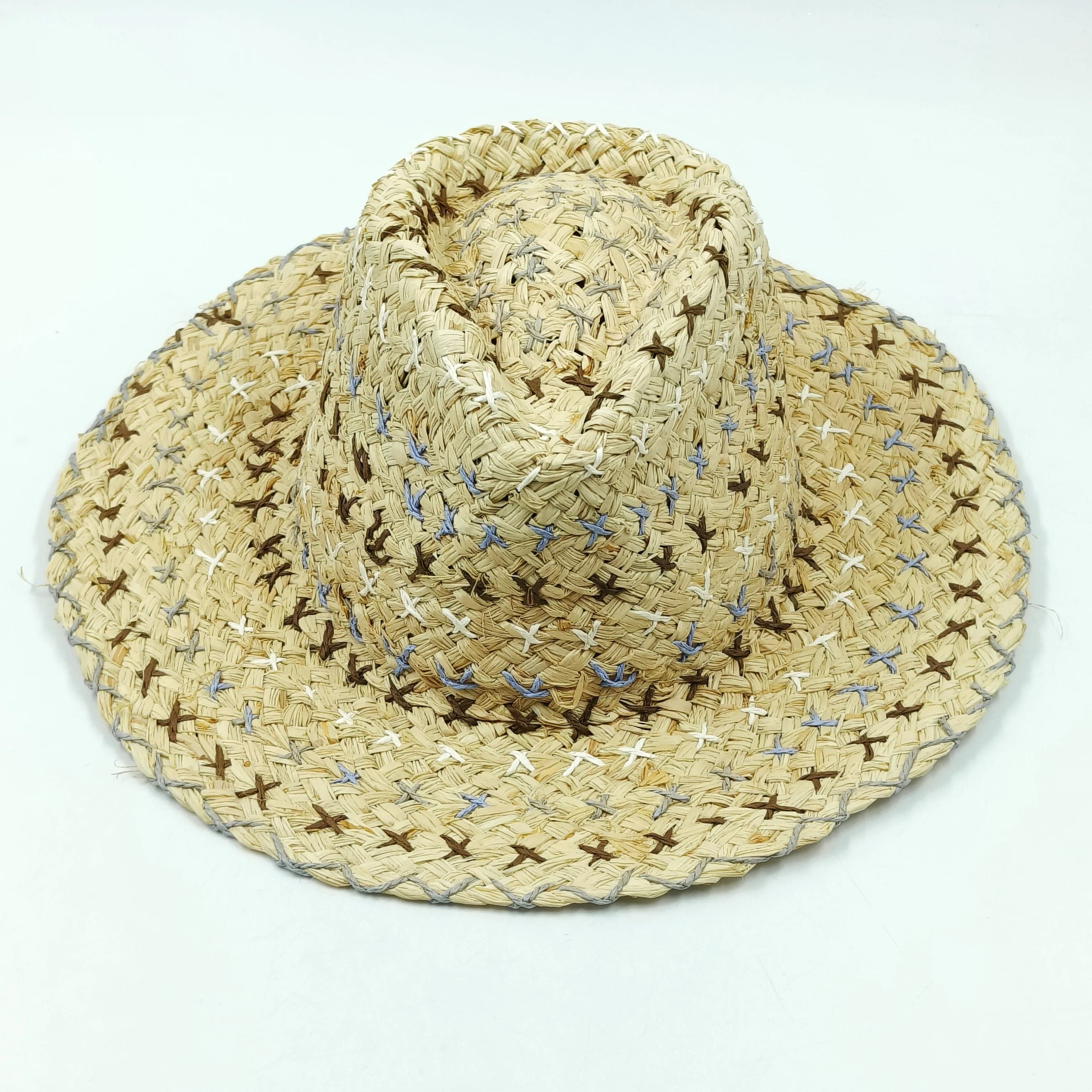  Showlu Fashion Store 15 / M 56-58 Raffia straw hat for women Bohemian colorful stitched straw hat ladies vacation sun hat beach summer vacation jazz hat panama