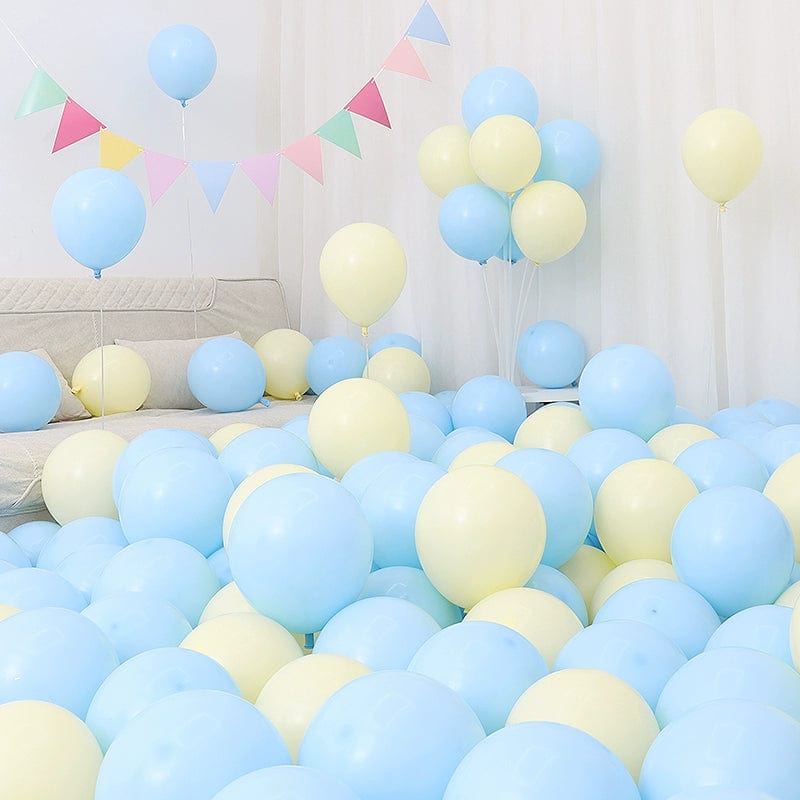  Showlu Fashion Store 15 Maca Blue +15 Maca Yellow(Including gifts) Six One Dark Blue and Light Blue Blue White Macaron Blue Balloon Birthday Graduation Kindergarten Scene Layout Decoration