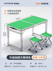 SHOWLU FASHION STORE 【超稳固大方管】150绿色+2布凳-如需伞孔单独备注 Night Market Push Thickened Foldable Dining Table and Chair Outdoor