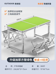 SHOWLU FASHION STORE 【超稳固大方管】150绿色+4铝凳-如需伞孔单独备注 Night Market Push Thickened Foldable Dining Table and Chair Outdoor