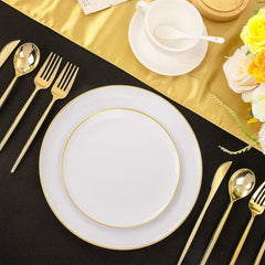 Showlu Fashion Store 150Pcs Gold Plastic Plates Disposable Green Plastic Plates with Gold Rim Disposable Dinnerware: 30 Green Dinner Plates