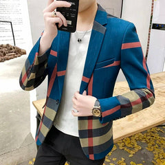 SHOWLU FASHION STORE 1619-blue / S (EUR 3XS) / CHINA High quality Korean version fashion casual business work party shopping travel party best man dress men's slim suit jacket