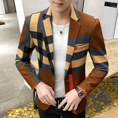 SHOWLU FASHION STORE 1619-Khaki / M (EUR XXS) / CHINA High quality Korean version fashion casual business work party shopping travel party best man dress men's slim suit jacket