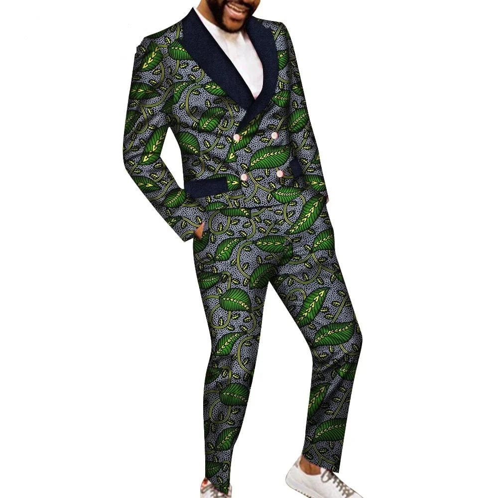 SHOWLU FASHION STORE 17 / S Fashion African Suits for Men Embroidery Print Blazer and Pants Set Business Dress Suit with Kerchief Party Wedding Evening