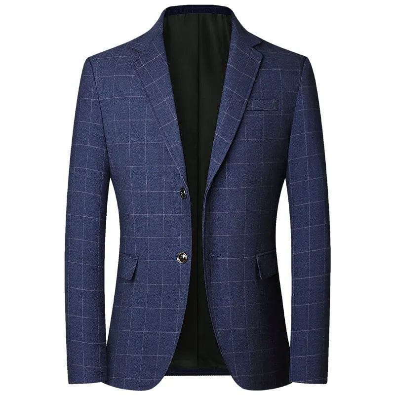  Showlu Fashion Store 1715 blue / 170  M New Spring Autumn Blazers Men Slim Fit British Plaid Formal Suit Jacket Party Wedding Business Casual Blazers Male Size 4XL-M