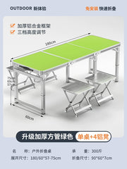 SHOWLU FASHION STORE 【超稳固大方管】180绿色+4铝凳-如需伞孔单独备注 Night Market Push Thickened Foldable Dining Table and Chair Outdoor