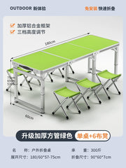 SHOWLU FASHION STORE 【超稳固大方管】180绿色+6布凳-如需伞孔单独备注 Night Market Push Thickened Foldable Dining Table and Chair Outdoor