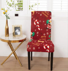  Showlu Fashion Store 19 / Universal Santa Chair Covers for Dining Room Christmas Removable Slipcovers for Dining Chair Red Spandex Kitchen Chair Slipcovers Set