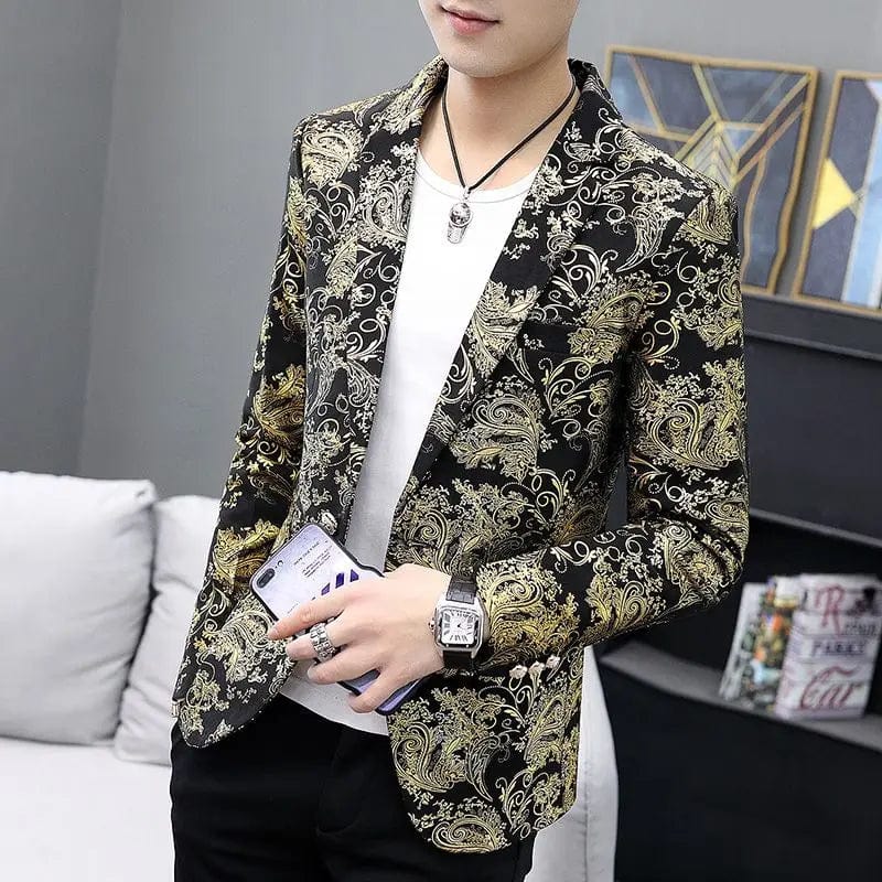 SHOWLU FASHION STORE 1999 Gold Blazer / 3XL Slim Fit Jacket for Men Party Luxury Man Suits and Blazers Thin Golden Clothing Fashionable Coats Korean Style Clothes Spring