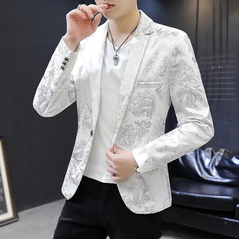 SHOWLU FASHION STORE 1999 White Blazer / M Slim Fit Jacket for Men Party Luxury Man Suits and Blazers Thin Golden Clothing Fashionable Coats Korean Style Clothes Spring