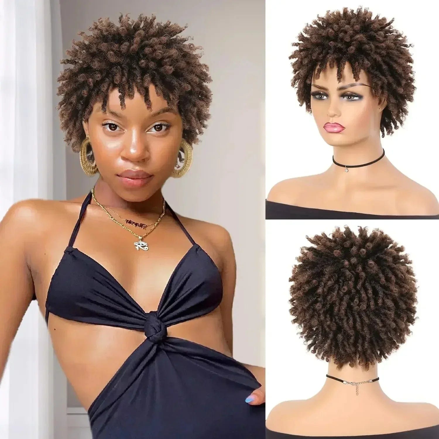 SHOWLU FASHION STORE 1B / 1pc 3inch Short Dreadlock Wig for Black Women and Men AfroSynthetic Braided Wigs Heat Resistant Wigs for Women Synthetic Hair