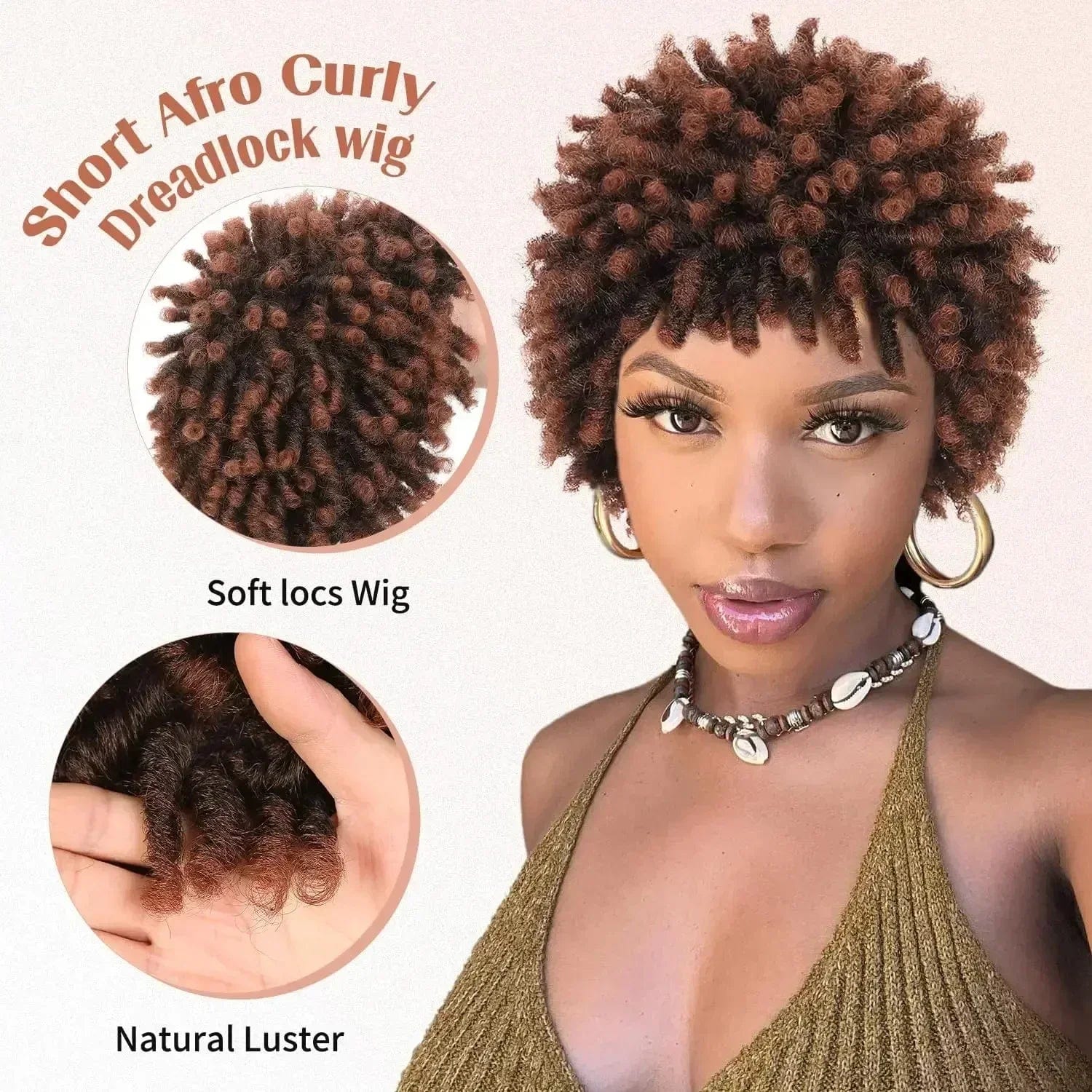 SHOWLU FASHION STORE 1B / 1pc Short Dreadlock Wig for Black Women and Men AfroSynthetic Braided Wigs Heat Resistant Wigs for Women Synthetic Hair