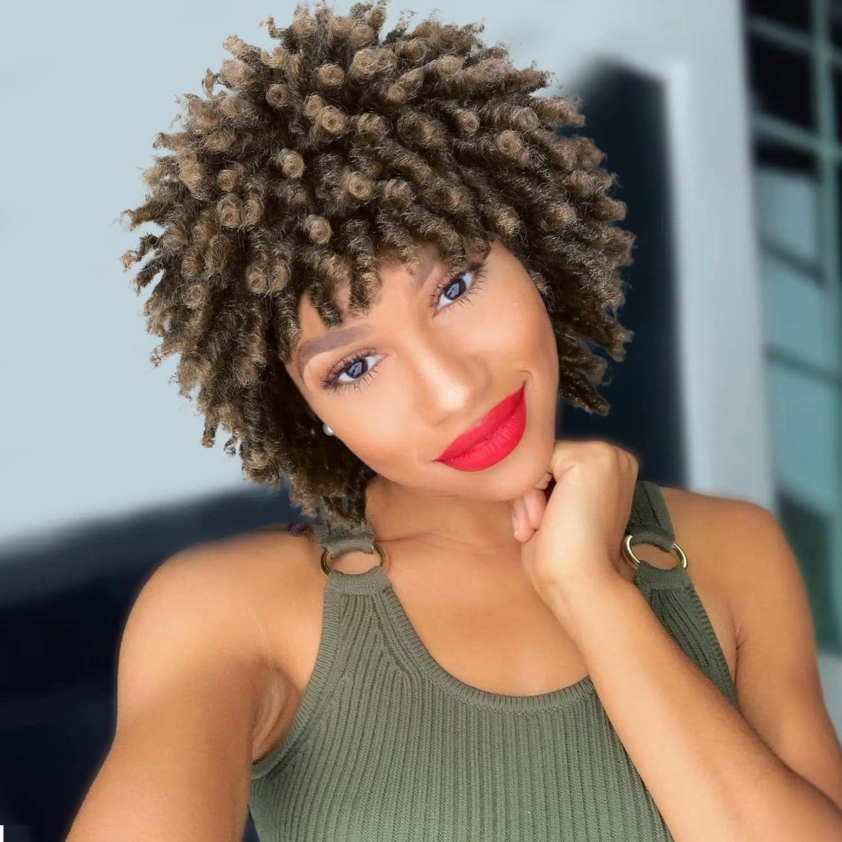 SHOWLU FASHION STORE 1B/27HL / 6inches Short Dreadlock Wig Synthetic Hair Black Wigs for Black Women And Men Pixie Cut Wig Faux Locs Heat Resisatnt Fiber Daily Use