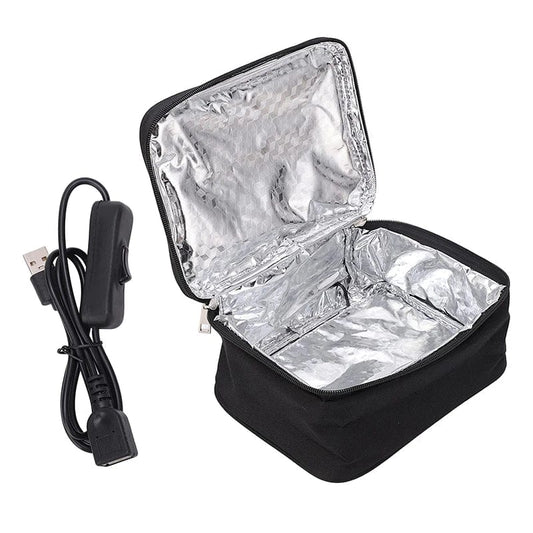  Showlu Fashion Store 1C Portable Oven USB Rechargeable Heated Lunch Box With Aluminum Film Liner Stove And Heater For Travel Picnic And Beach