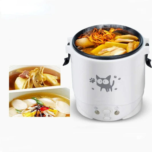  Showlu Fashion Store 1L Car Mini Rice Cooker Multi-function Electric Water Food Heater Machine Lunch Box Warmer 2 Persons For Home Car SUV Truck