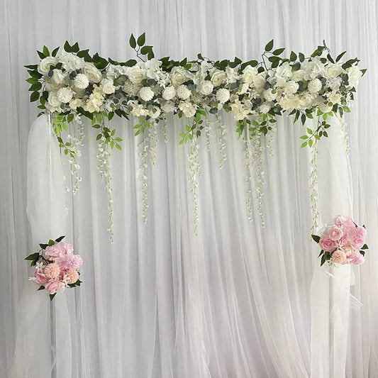 Showlu Fashion Store 1M Artificial Wedding Flower Row Long Layout Wedding Home Decoration Scene Artificial Flower Road Lead Flower Row Arch Decor