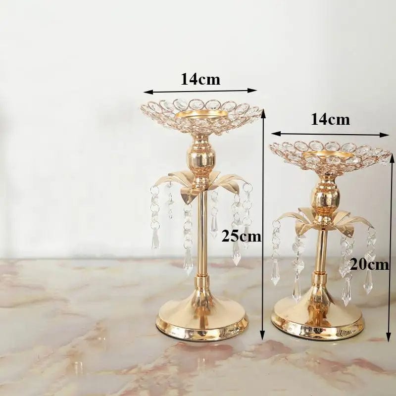  Showlu Fashion Store 1pc 20cm 1pc 25cm / CHINA PEANDIM Gold Crystal Candle Holder Wedding Decoration Table Centerpieces Candelabra Birthday Party Flower Vase Holder Home Decor