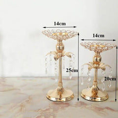  Showlu Fashion Store 1pc 20cm 1pc 25cm / CHINA PEANDIM Gold Crystal Candle Holder Wedding Decoration Table Centerpieces Candelabra Birthday Party Flower Vase Holder Home Decor