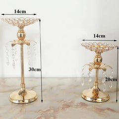  Showlu Fashion Store 1pc 20cm 1pc 30cm / CHINA PEANDIM Gold Crystal Candle Holder Wedding Decoration Table Centerpieces Candelabra Birthday Party Flower Vase Holder Home Decor