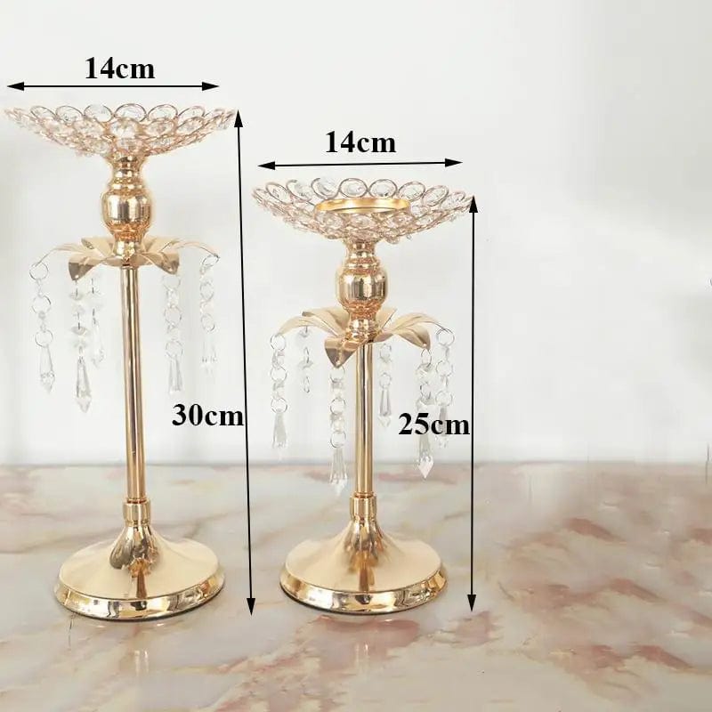  Showlu Fashion Store 1pc 25cm 1pc 30cm / CHINA PEANDIM Gold Crystal Candle Holder Wedding Decoration Table Centerpieces Candelabra Birthday Party Flower Vase Holder Home Decor