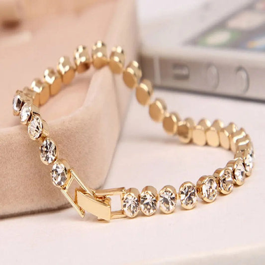 Showlu Fashion Store 1pc Fashion Hand Chain Crystal Stretch Shine Bracelets For Women Couple Charm Austria Crystal Cuff Bangles Wedding Jewelry