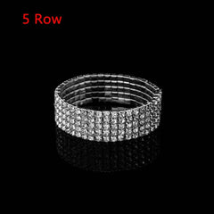 Showlu Fashion Store 1pc Fashion Hand Chain Crystal Stretch Shine Bracelets For Women Couple Charm Austria Crystal Cuff Bangles Wedding Jewelry