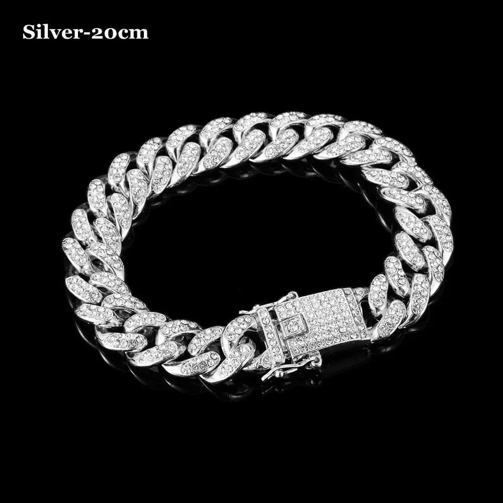 Showlu Fashion Store 1pc Fashion Hand Chain Crystal Stretch Shine Bracelets For Women Couple Charm Austria Crystal Cuff Bangles Wedding Jewelry