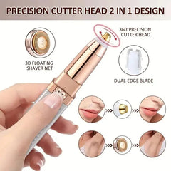 SHOWLU FASHION STORE 1pc Rechargeable 2-in-1 Eyebrow Razor and Hair Shaver with LED Light - Painlessly Remove Peach Fuzz, Facial Hair, Eyebrows, Lips