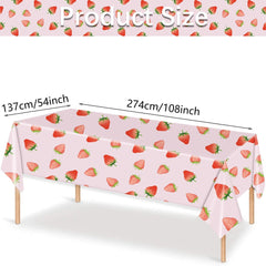  Showlu Fashion Store 1pc tablecloth Strawberry Party Decoration Girls Birthday Party Disposable Tableware Pink Paper Plate Cup Tablecloth Outdoor Picnic Party Decor