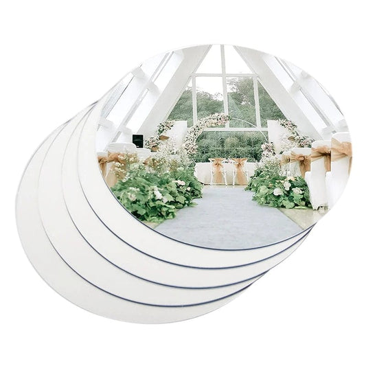 Showlu Fashion Store 1pcs 20cm Silver Acrylic Round Mirror Circle Tray for Home Wedding Party Table Candle Plate Ornament Birthday Table Decoration Supply