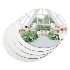 Showlu Fashion Store 1pcs 20cm Silver Acrylic Round Mirror Circle Tray for Home Wedding Party Table Candle Plate Ornament Birthday Table Decoration Supply