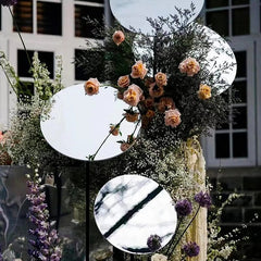 Showlu Fashion Store 1pcs 20cm Silver Acrylic Round Mirror Circle Tray for Home Wedding Party Table Candle Plate Ornament Birthday Table Decoration Supply