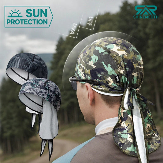 SHOWLU FASHION STORE 2/3Pcs Camo Pirate Hat-UV Protection Pirate Bandana Skull Caps Summer Head Scarf For Men Women Sweat Wicking Prints Cycling Caps