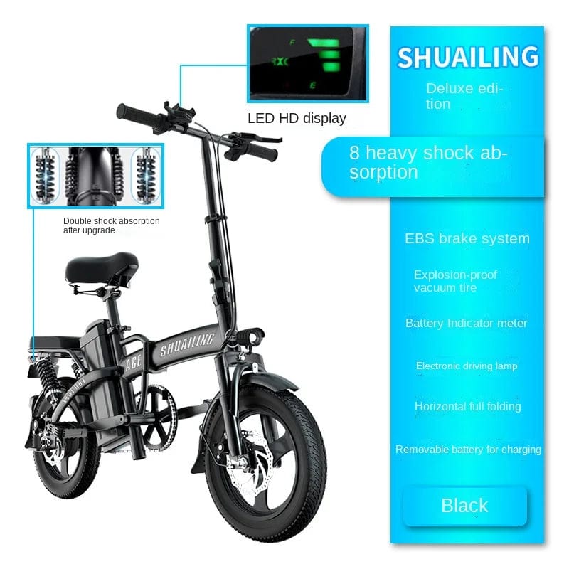 SHOWLU FASHION STORE 2 / 8AH-35KM Folding bicicletta elettrica Shock Absorption E Bike Lithium Battery Ultra-Light Mopeds Electric Bicycles