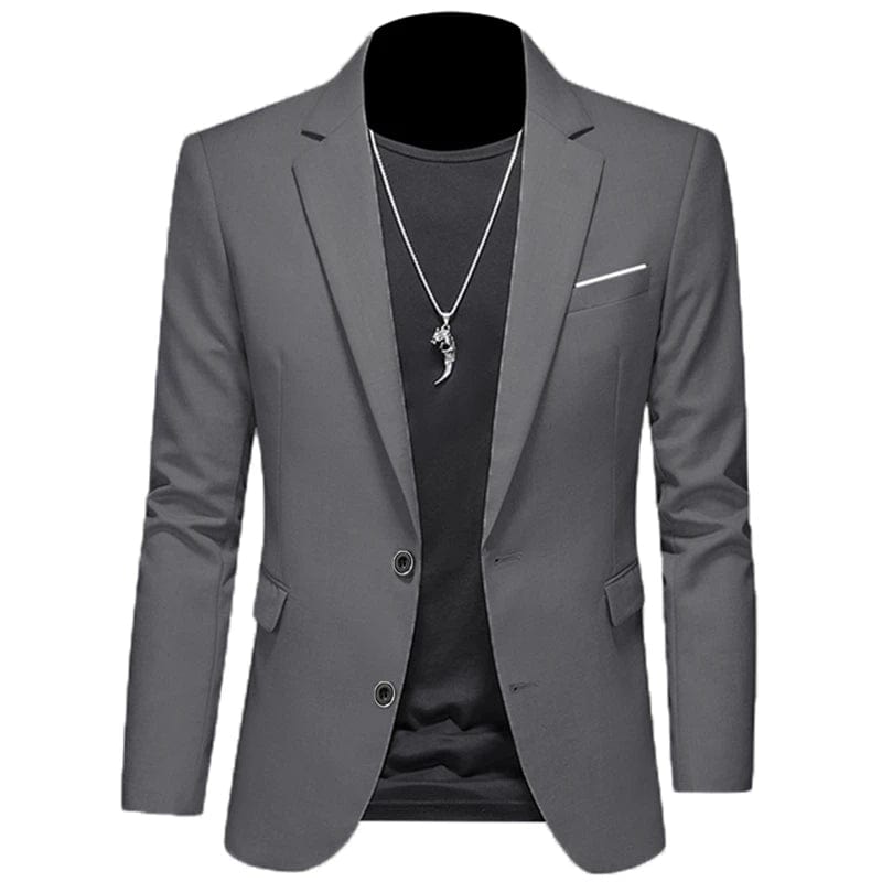 Showlu Fashion Store 2 Button Dark Gray / Asian 6XL is US 3XL 2023 Fashion New Men's Leisure Casual Boutique Business Solid Color Slim Fit Suit Blazers Jacket Dress Coat