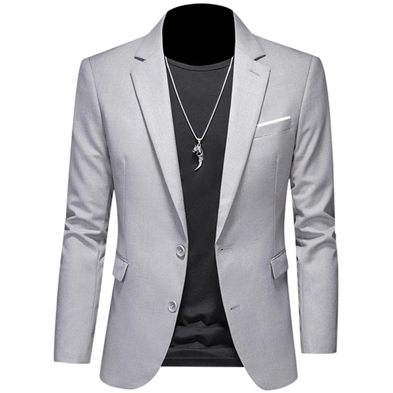 Showlu Fashion Store 2 Button Light Gray / Asian 6XL is US 3XL 2023 Fashion New Men's Leisure Casual Boutique Business Solid Color Slim Fit Suit Blazers Jacket Dress Coat