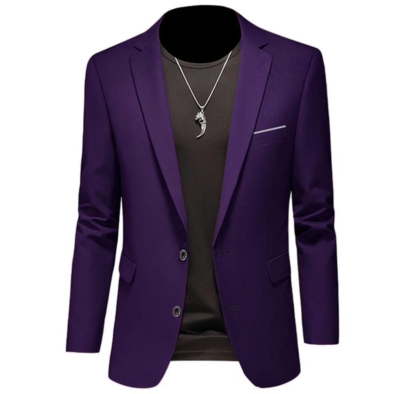 Showlu Fashion Store 2 Button Purple / Asian 6XL is US 3XL 2023 Fashion New Men's Leisure Casual Boutique Business Solid Color Slim Fit Suit Blazers Jacket Dress Coat