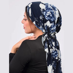 SHOWLU FASHION STORE 2 / One Size 2024 New Women Pre-Tied Turban Cap Muslim Hijab Cancer Chemo Flower Print Hat Cover Hair Loss Head Scarf Wrap Strech Bandana