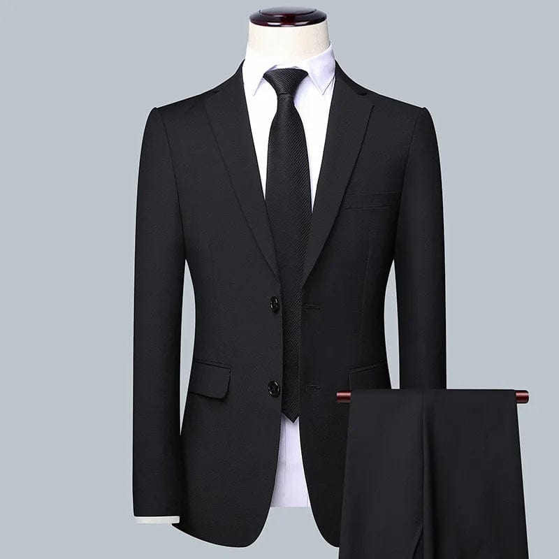 SHOWLU FASHION STORE 2-piece Black / S(35KG-45KG) High-quality Solid Color Wedding Suit (suit+Trousers)2024 New Fashion Handsome Business Leisure Boutique Men's 2-piece Set Suit