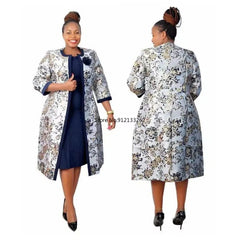 SHOWLU FASHION STORE 2 Piece Set African Dresses For Women Coat And Office Lady Dress 2024 Autumn Winter New Bazin Riche Traditional Africa Clothing