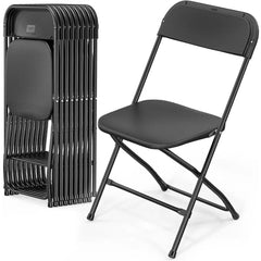 SHOWLU FASHION STORE 20 Pack-Black / United States VINGLI 20 Pack White Plastic Folding Chair, Indoor Outdoor Portable Stackable Commercial Seat with Steel Frame 350lb